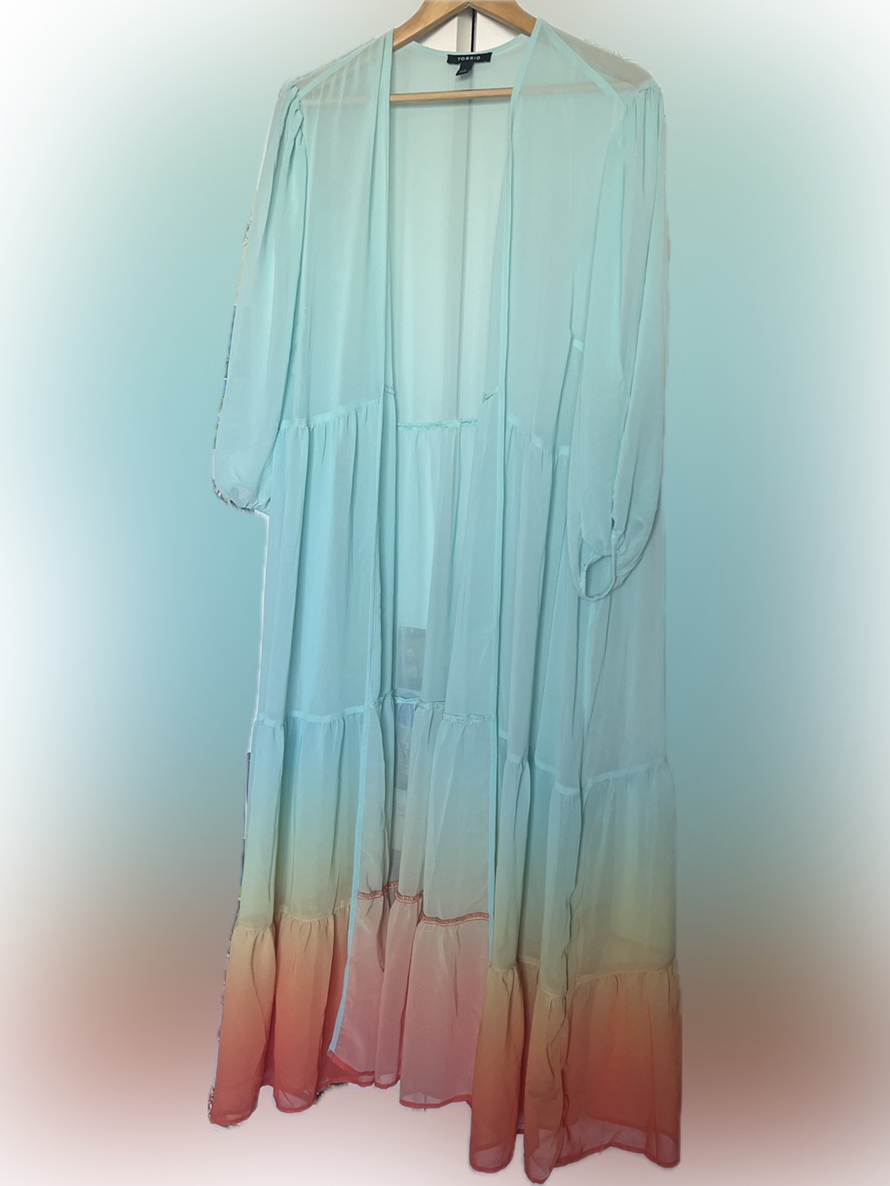Torrid Multi Colored Tiered Chiffon Maxi Kimono Tunic